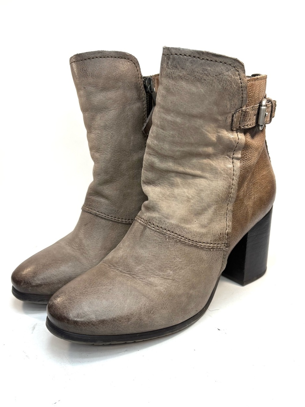 Miz Mooz Taupe Leather Heeled Ankle Boots | 37